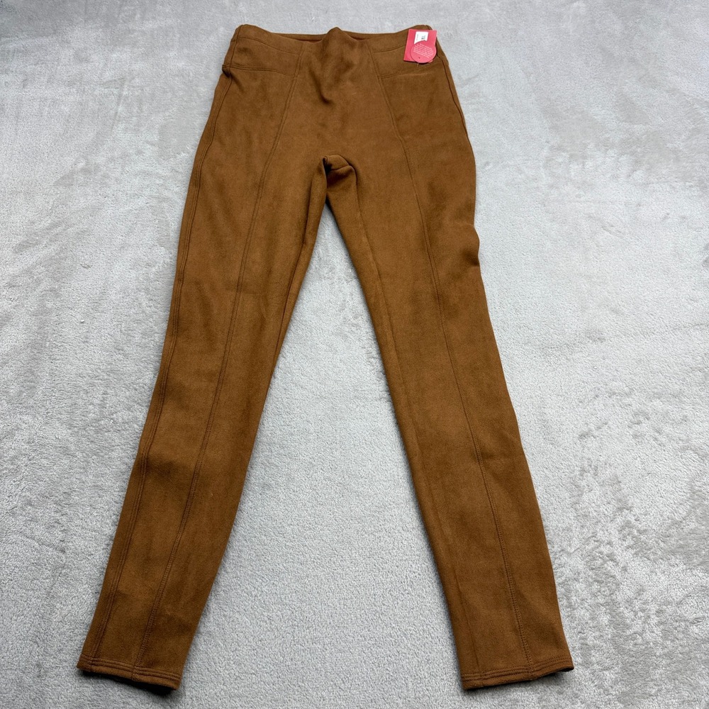 Spanx Faux Suede Leggings Womens S Rich Caramel Brown Slim Fit Boho Chic Western